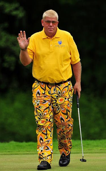 John Daly wearing colorful patterns while playing golf 