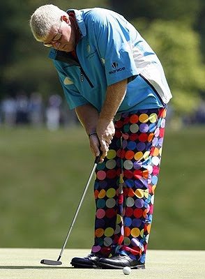 John Daly wearing colorful patterns while playing golf 