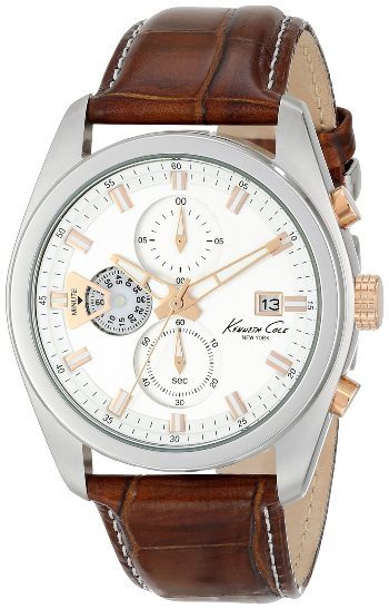 Men's brown leather strap watch