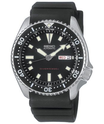 Seiko Men's SKX173 Stainless Steel and Black Polyurethane Automatic Dive Watch