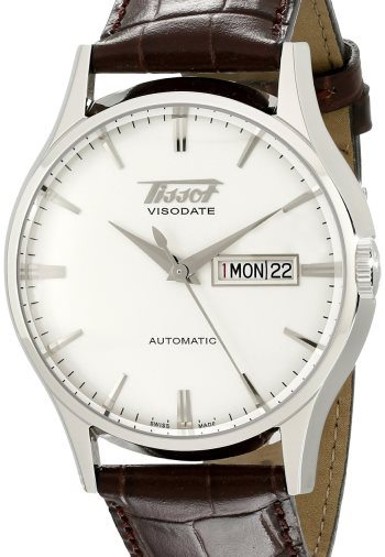 men's dress watch Tissot Visodate White Dial SS Leather Automatic Men's Watch
