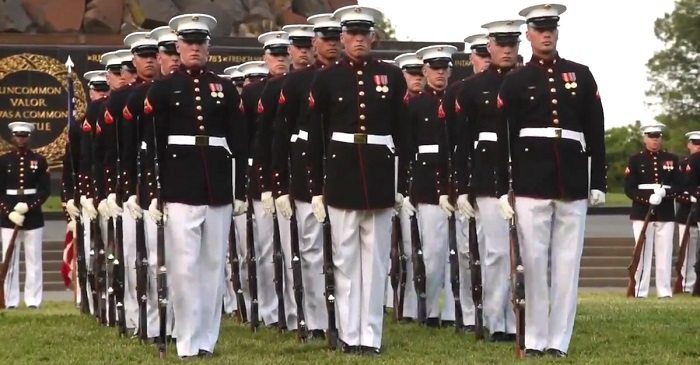 marine corps in parade uniform