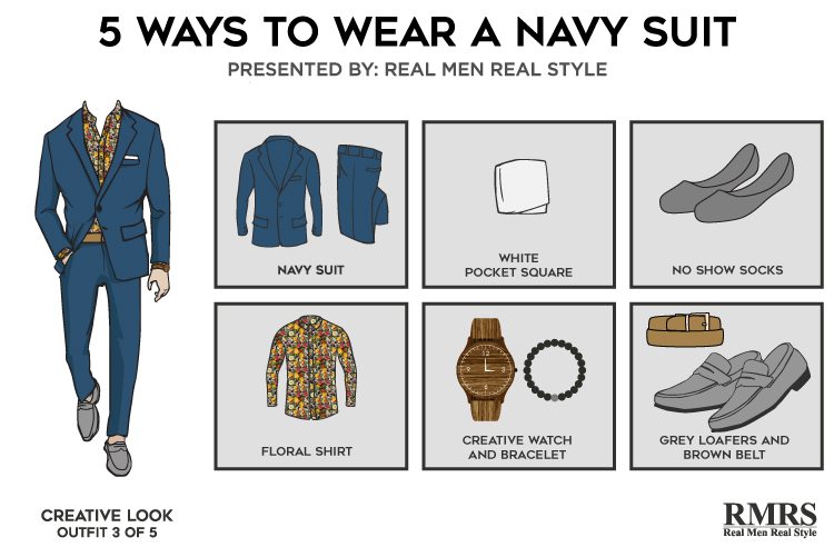 Navy suit creative look