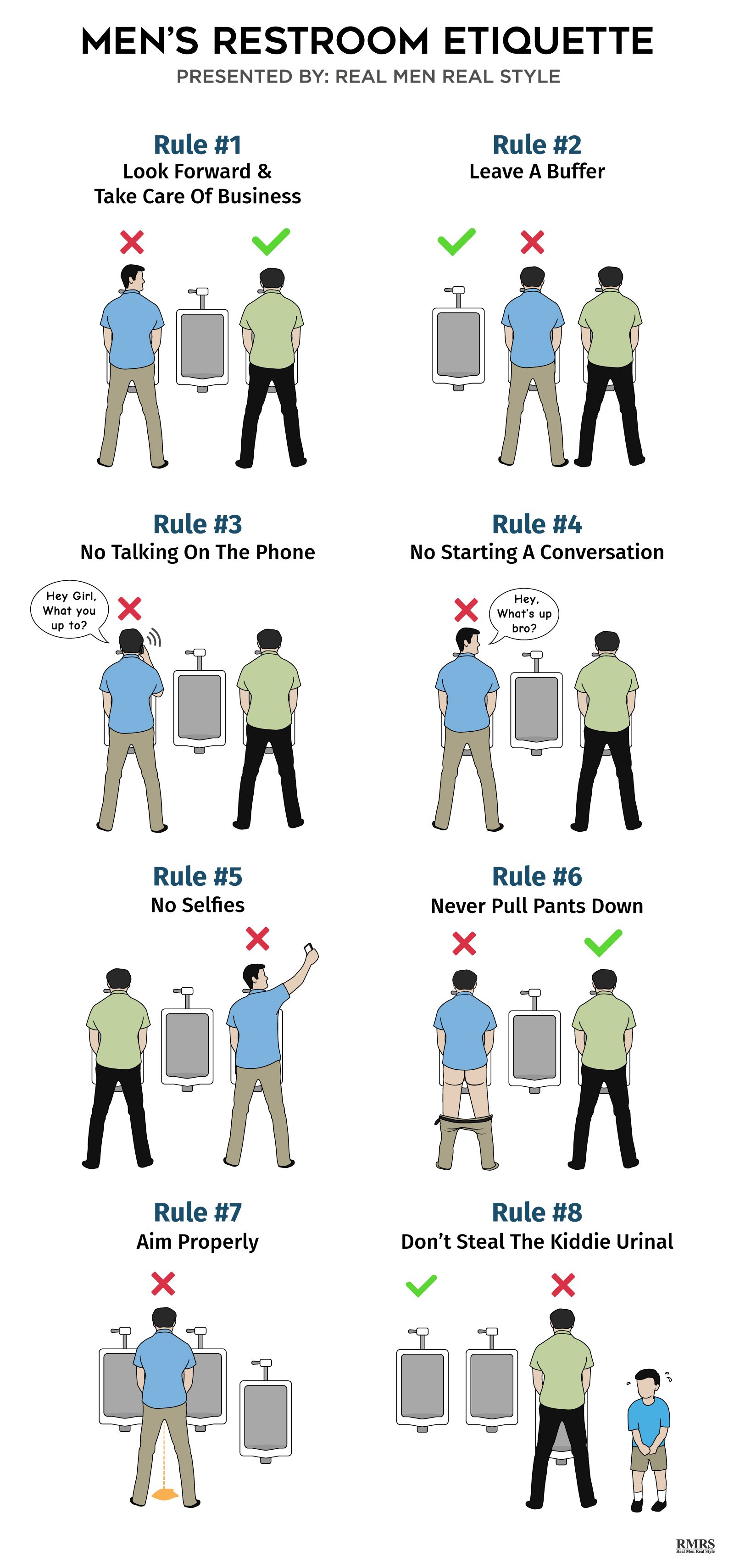 Men S Restroom Etiquette Infographic How To Pee In Public Like A.