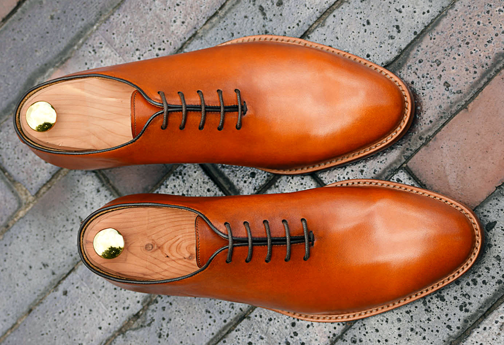 Reiss Bay Leather Whole Cut Shoes, Tan at John Lewis & Partners