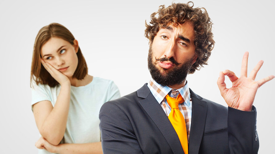 woman regrets about man caring too much on his presentation