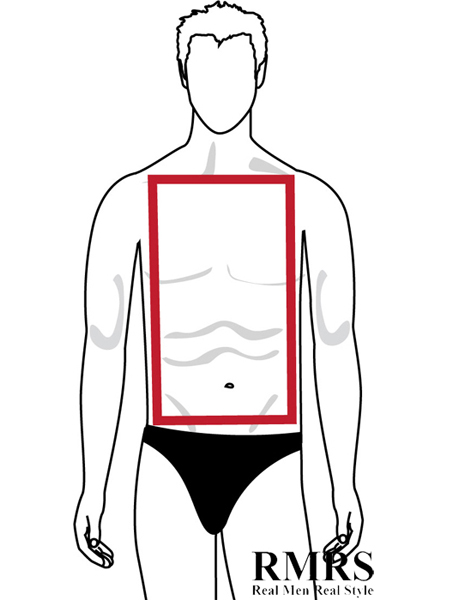 Forma de cuerpo masculina rectangular