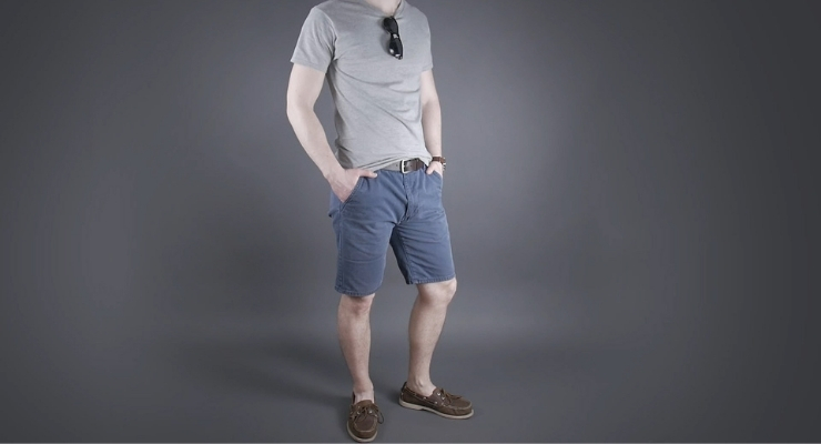man wearing T-shirt and shorts with sunglasses