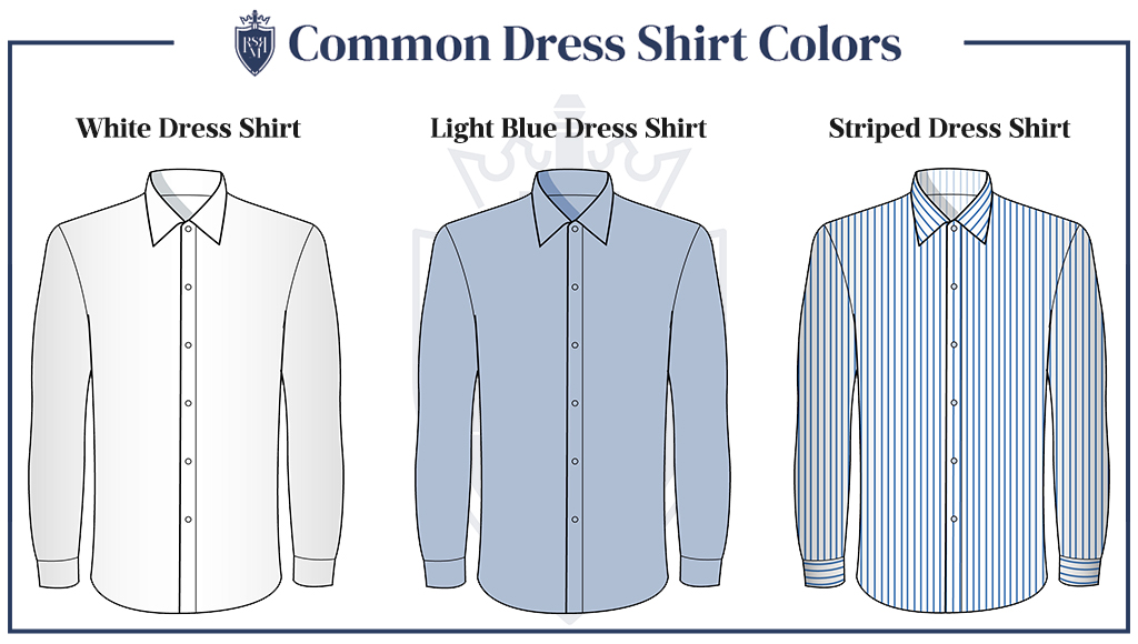 diagram showing common dress shirt colors