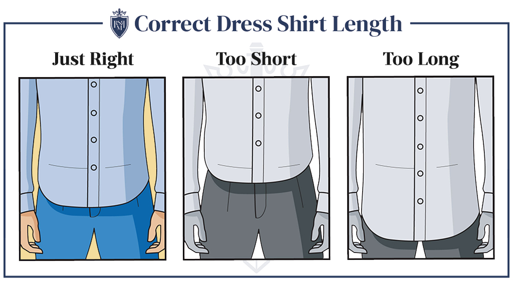 diagram showing correct dress shirt length