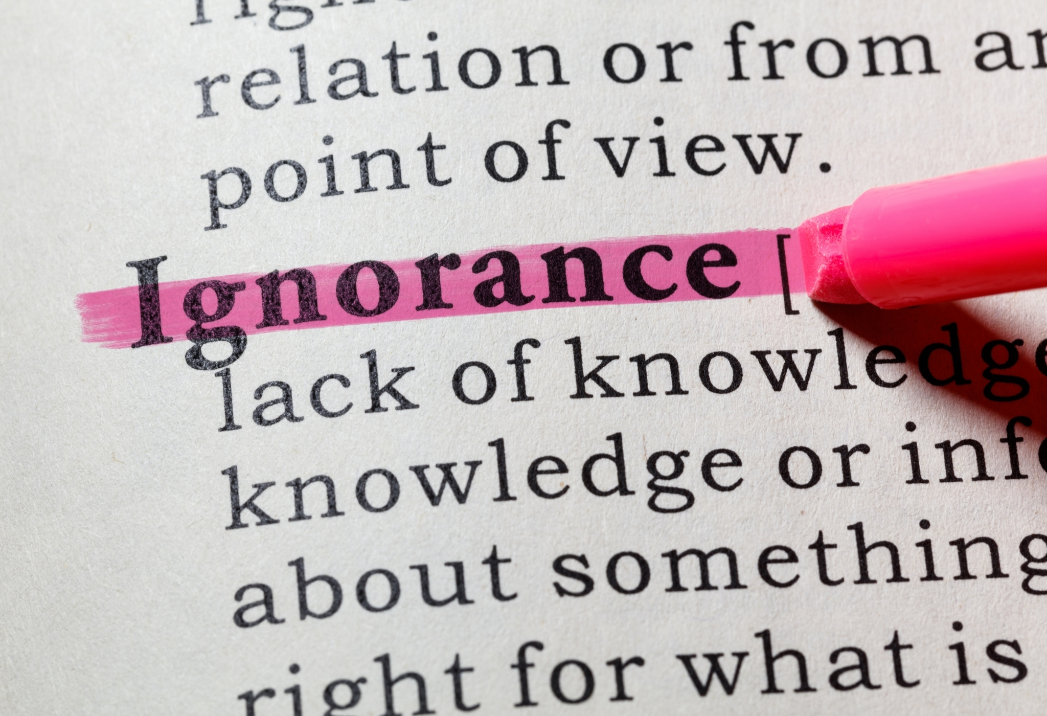 a highlighter goes over the dictionary definition of ignorance (habits that are turn offs for women)