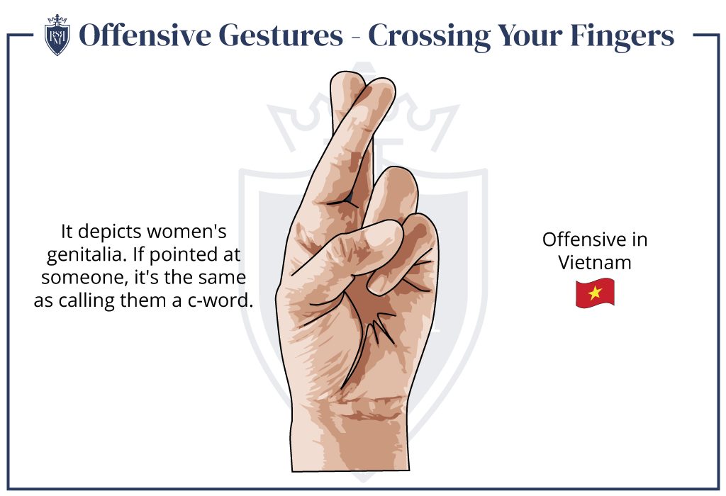 rude hand gestures include crossing your fingers