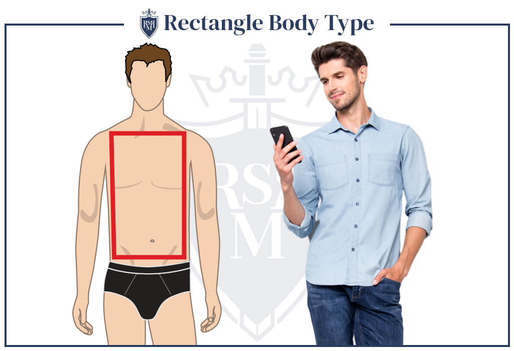 infographic rectangle male body type