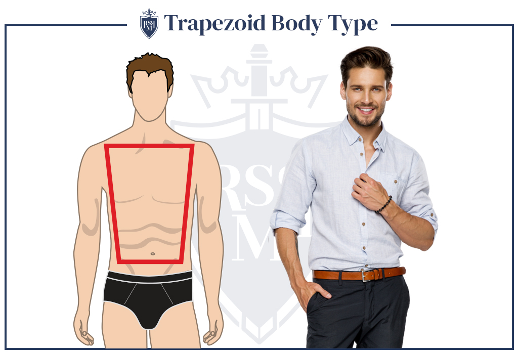 infographic trapezoid male body type