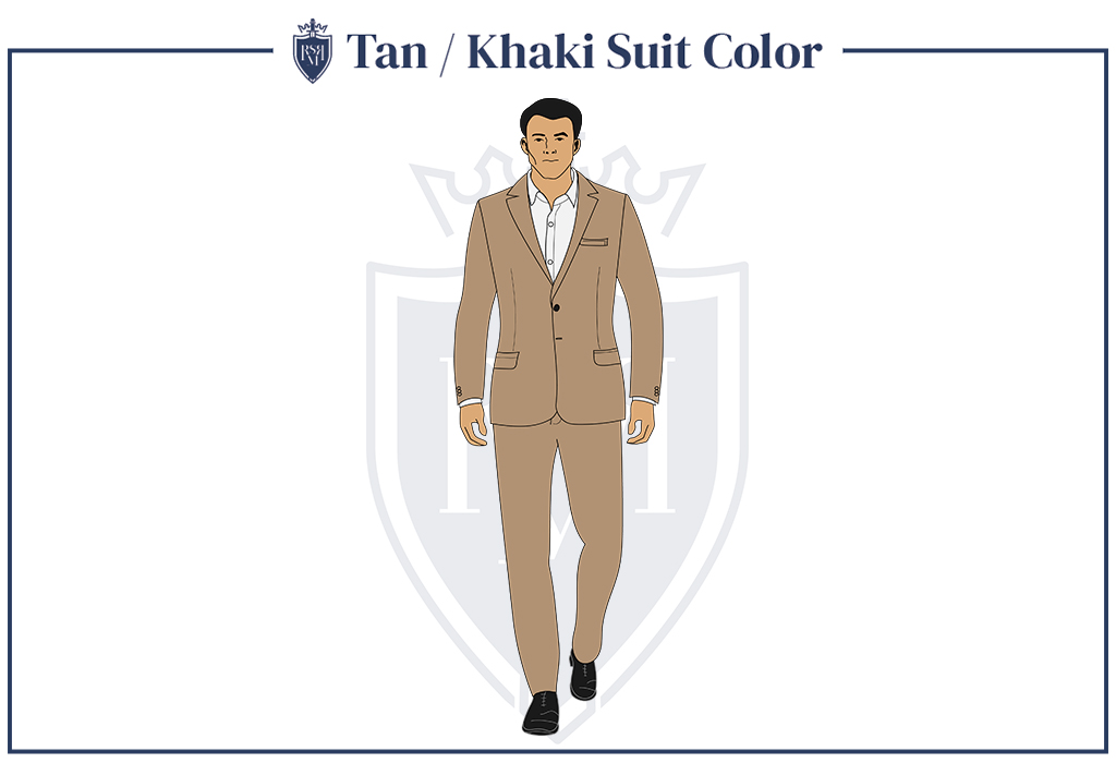 Infographic - Tan Khaki Suit Color (how to choose a suit color)