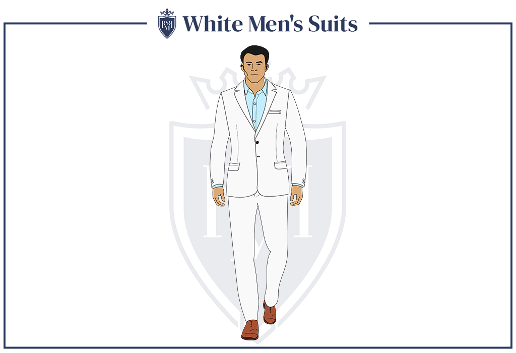Infographic - White Mens Suits (how to choose a suit color)