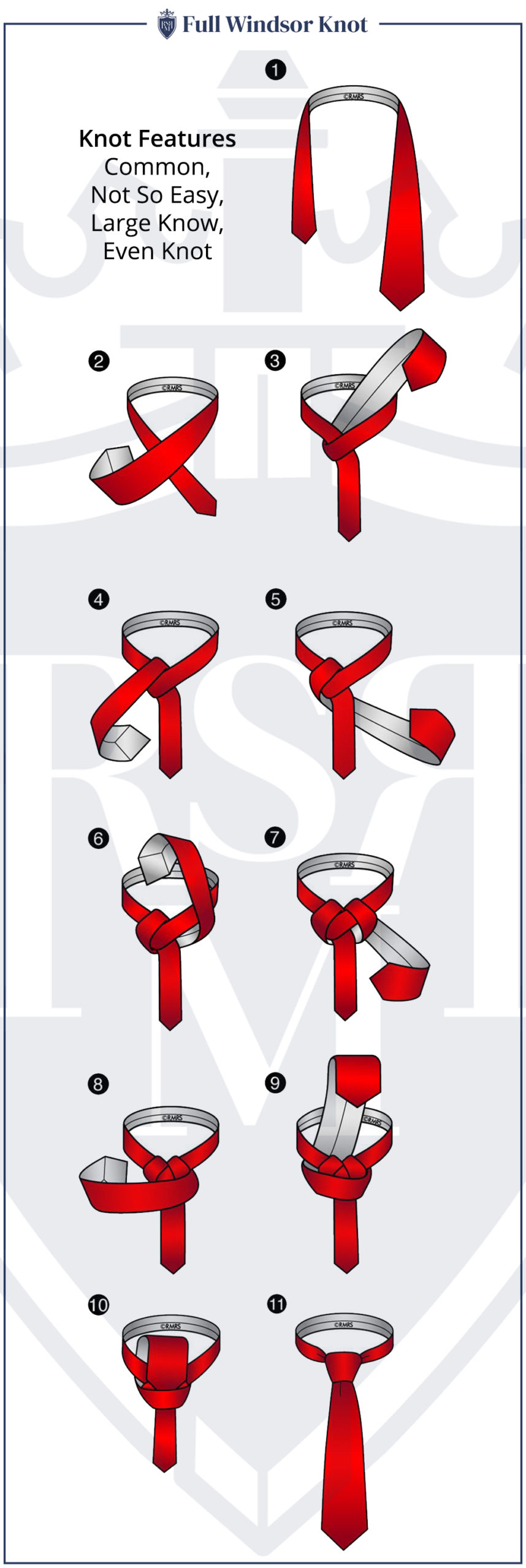 how to tie a tie full windsor infographic