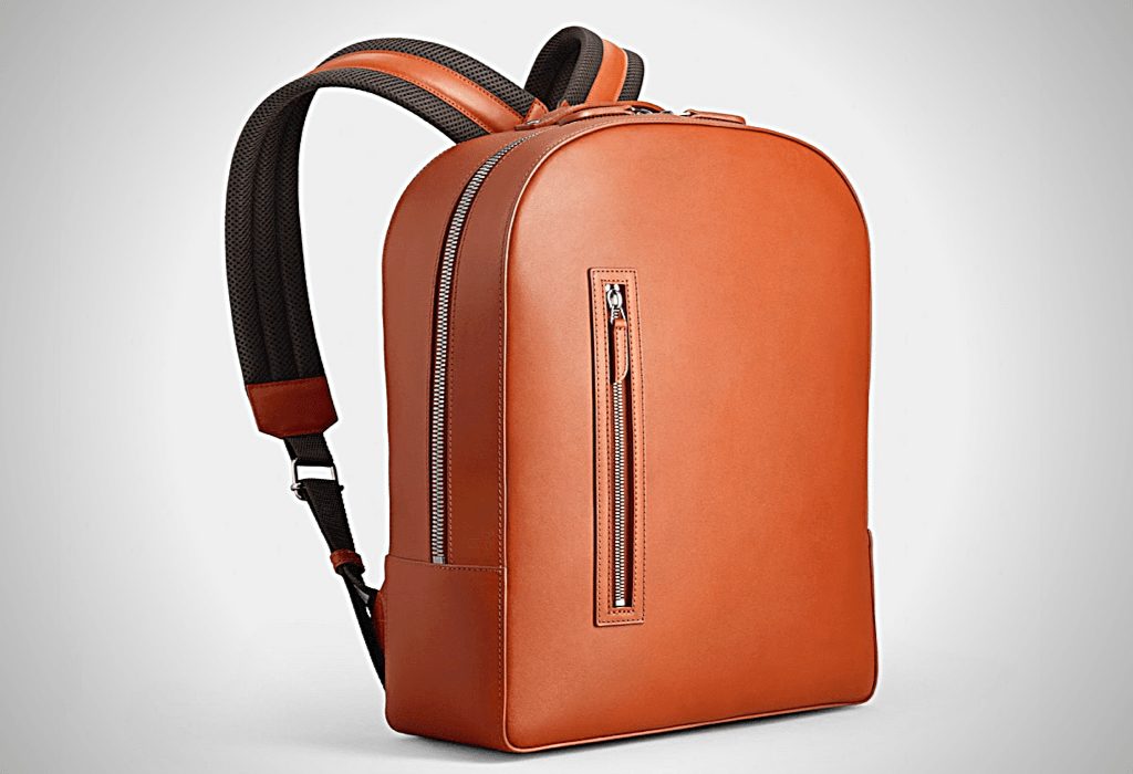 Small brown leather backpack