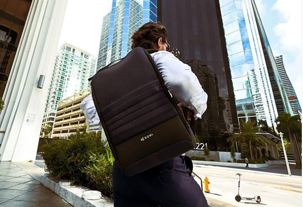 businessman wearing business backpack for men 