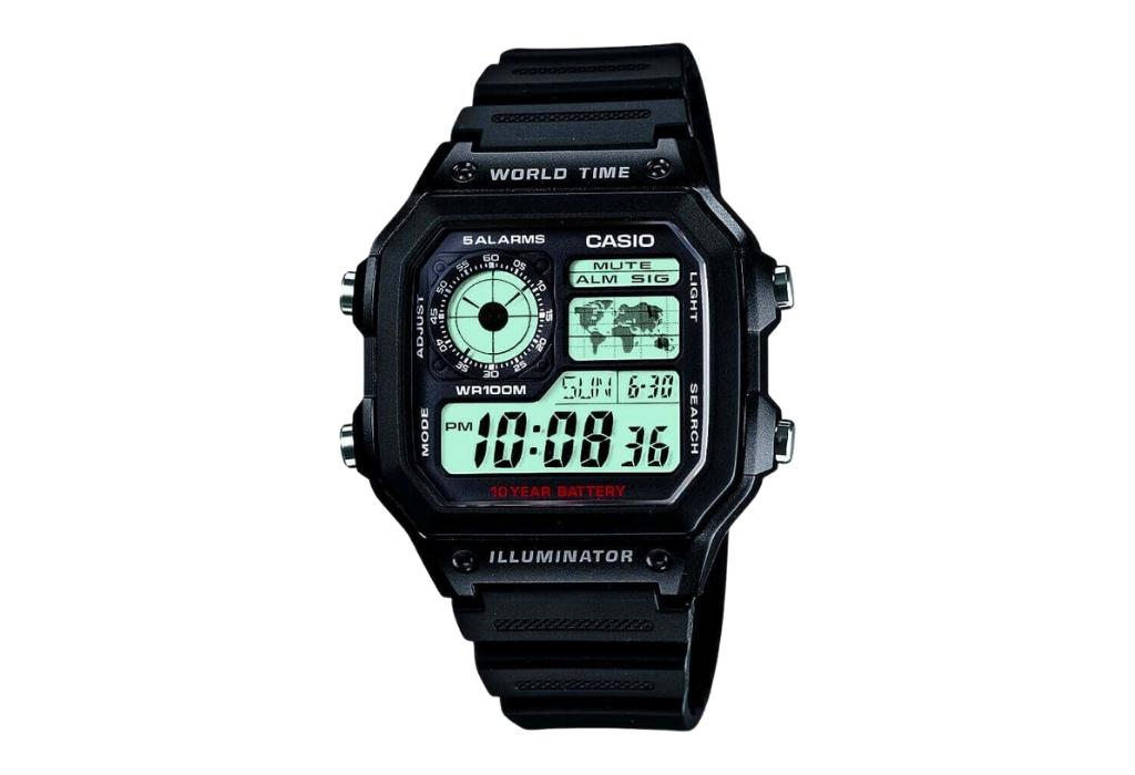 classic casio watch - timezone and world map watch