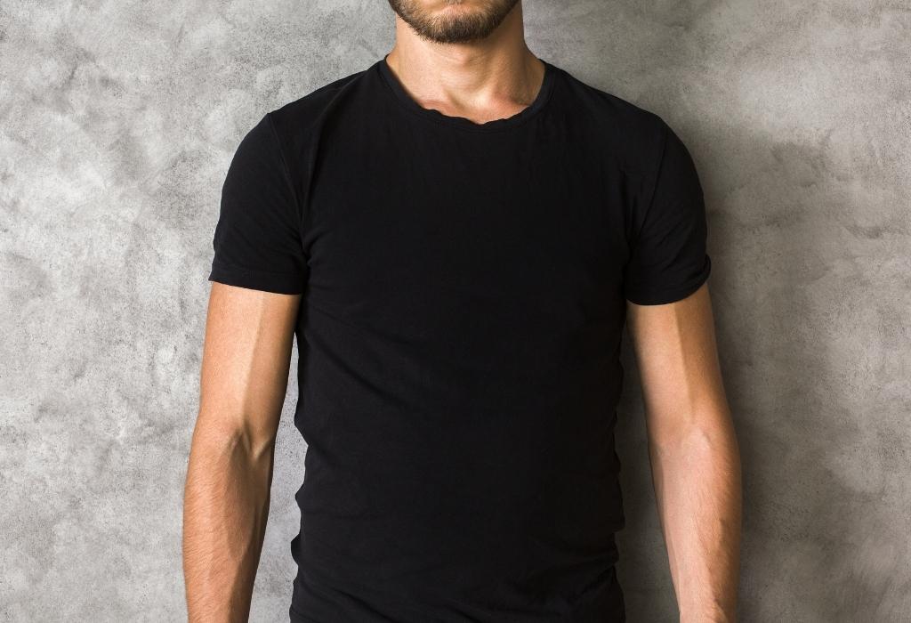 man in completely black t-shirt 