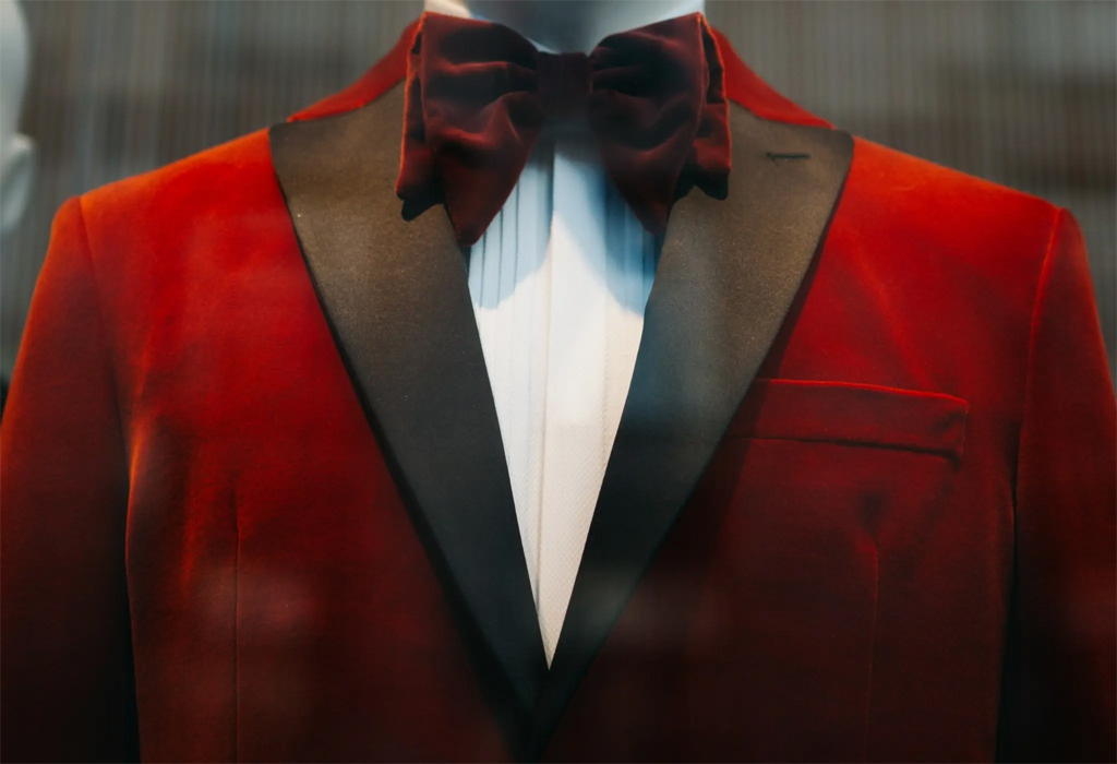 Man in red tuxedo
