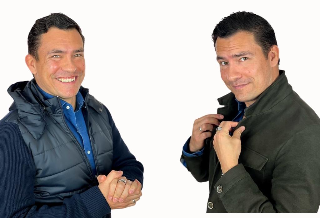 antonio wearing two different types of jacket