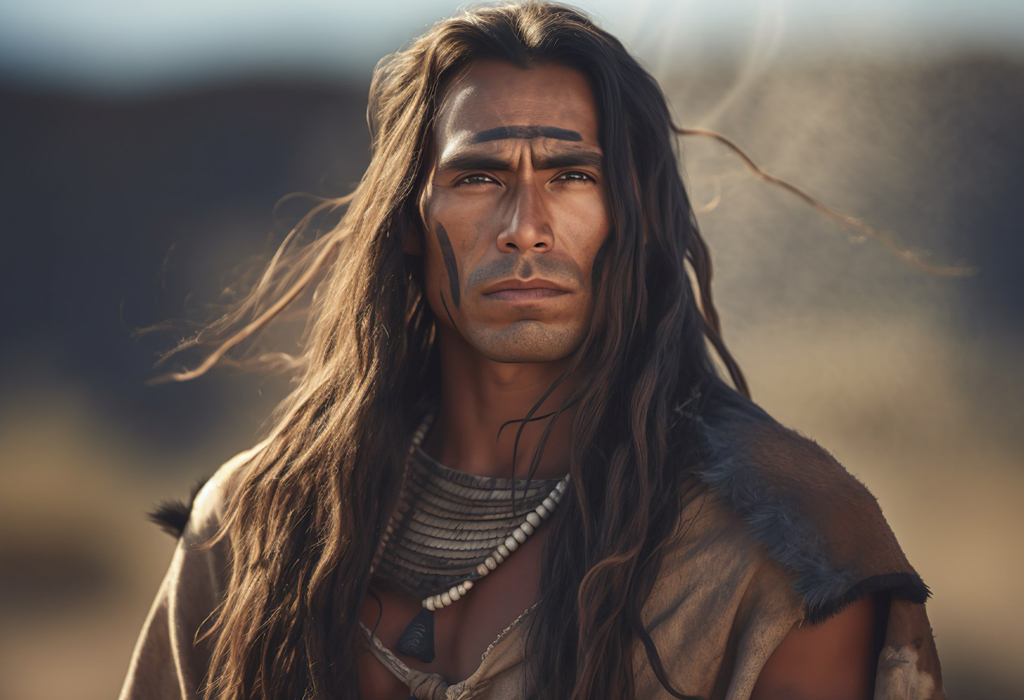 native american with long hair