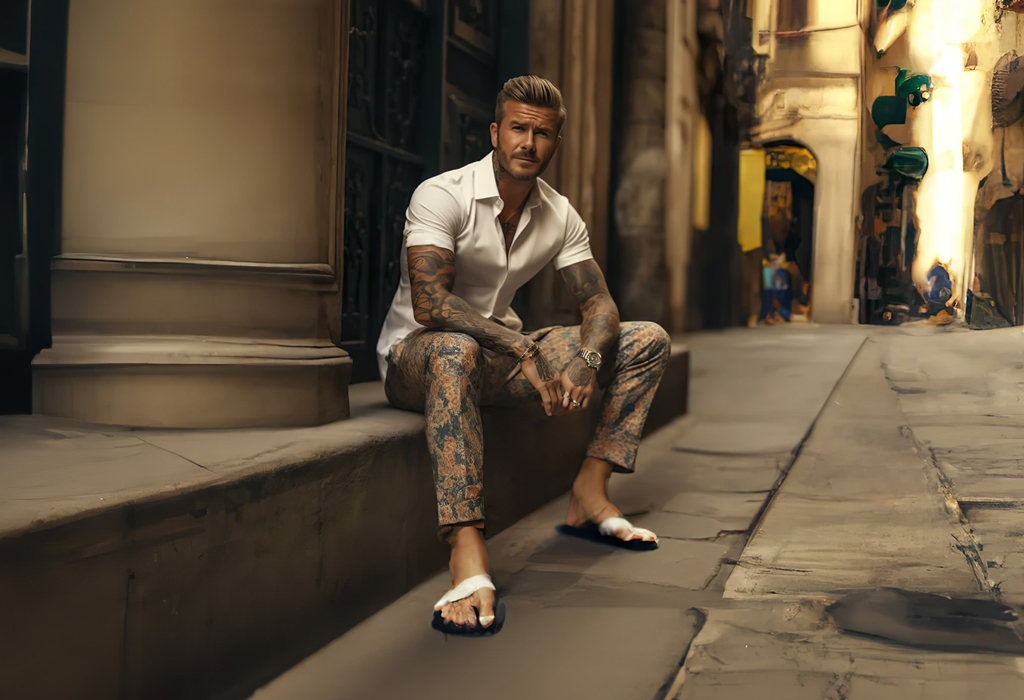 David Beckham wearing sandals