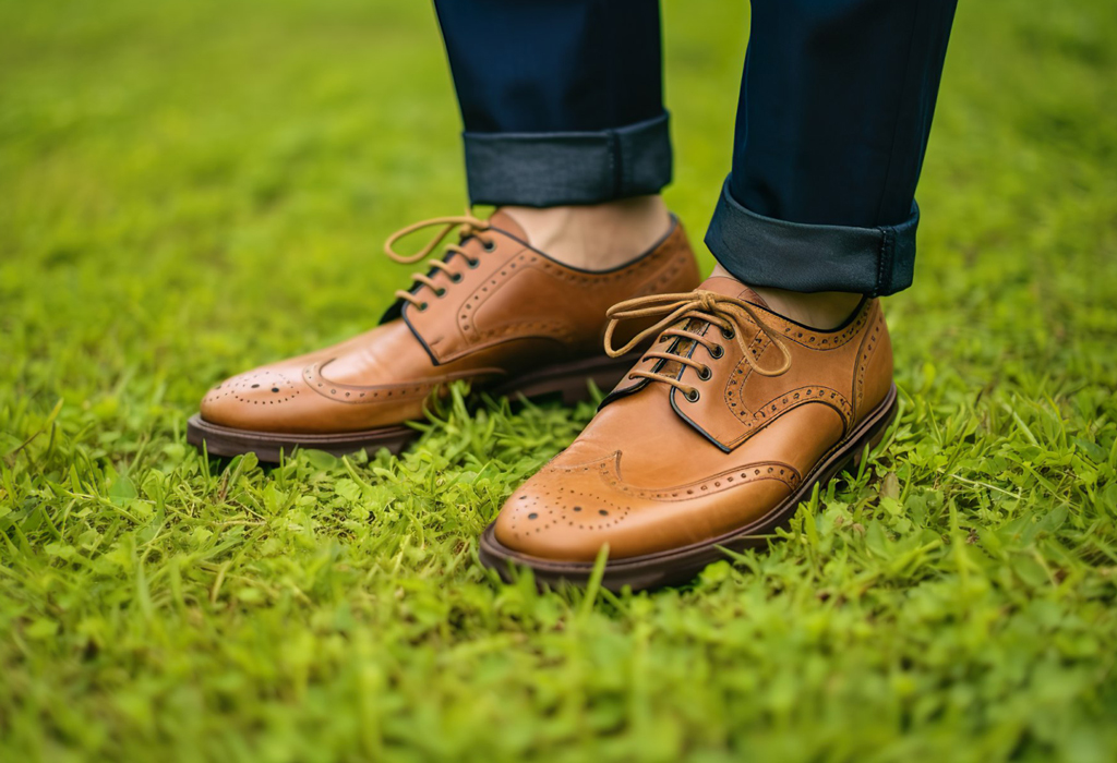 brown dress shoes with jeans