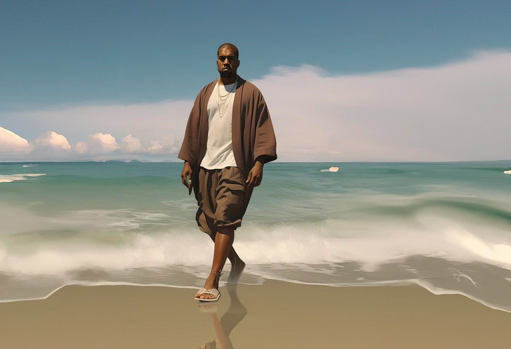Kanye West trägt Sandalen