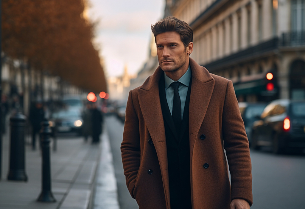 a stylish man wearing an overcoatt