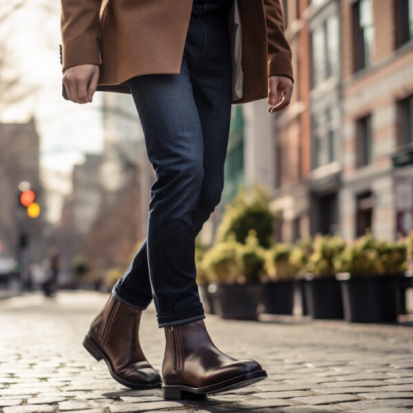 chelsea boots and dark denims are stylish men's accessories