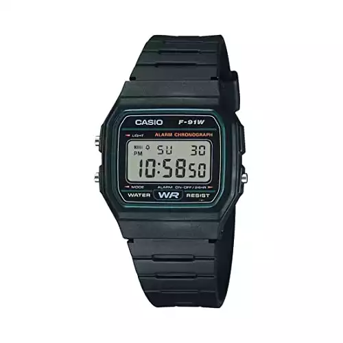 Casio F-91W-3Dg Men's Digital Multi-Function Black Rubber Watch