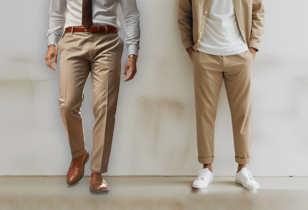 difference between men wearing khakis and chinos