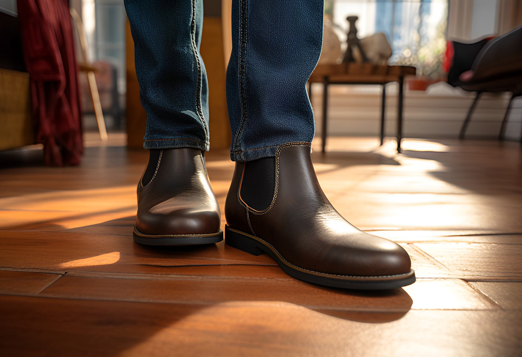 taper cut jeans with chelsea boots