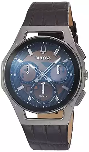 Bulova Men's CURV Chronograph Brown Leather Strap Watch 98A231