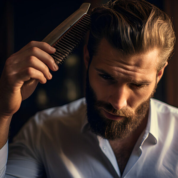 Man Combing Hair