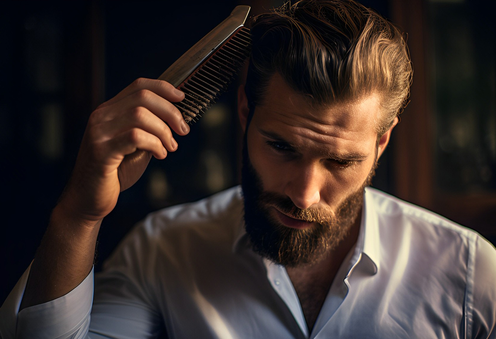 Man Combing Hair