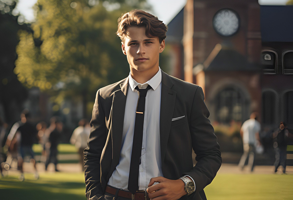 young guy wearing suit and slim tie