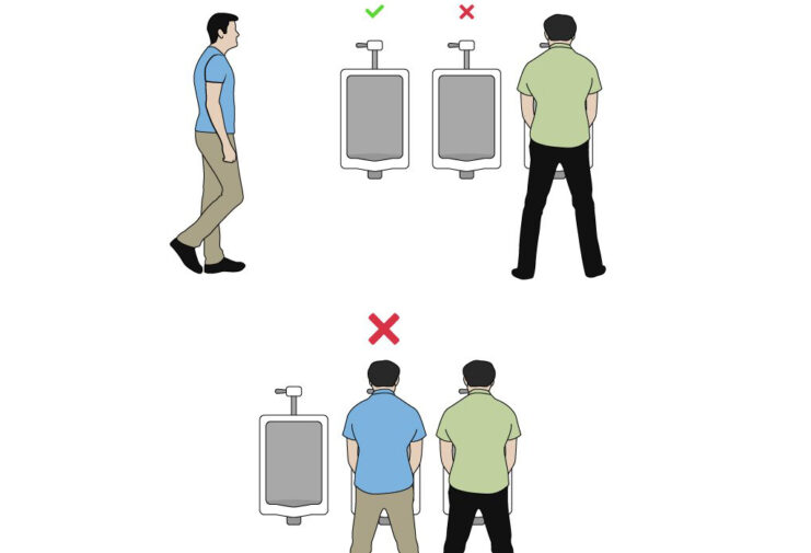 men urinal rules in public restroom