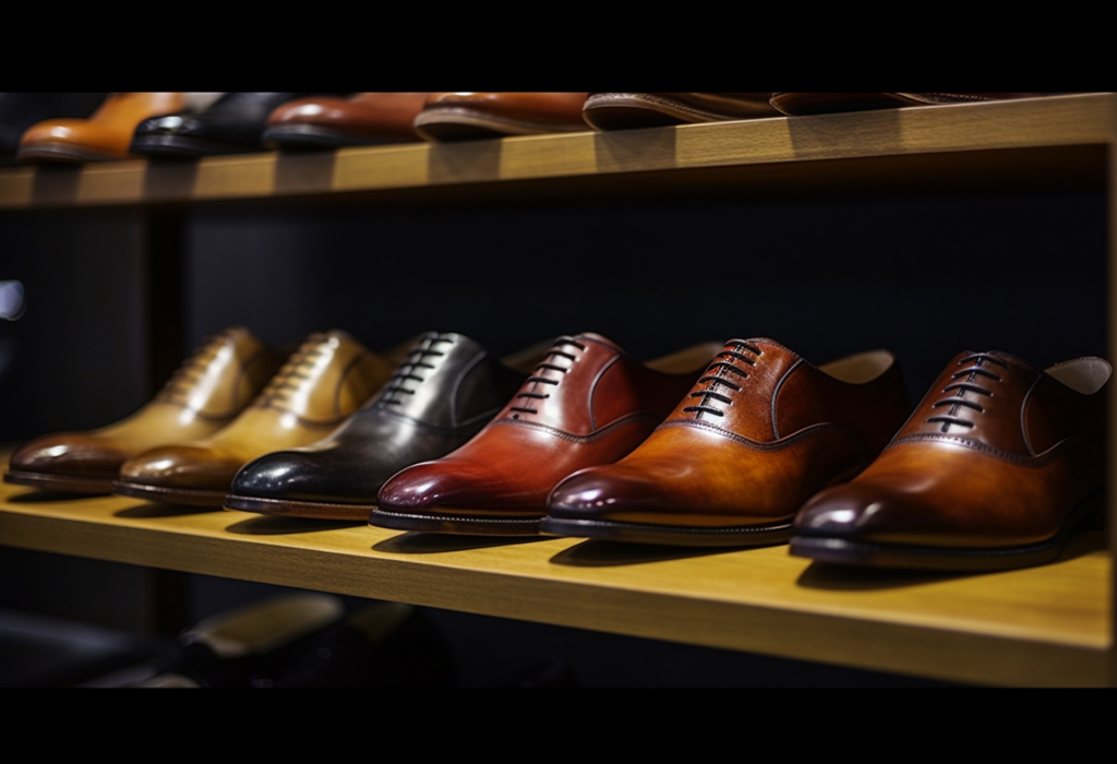 men's dress shoes on shelf