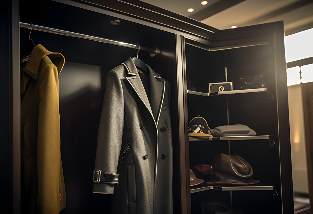 Coat hanging in wardrobe 