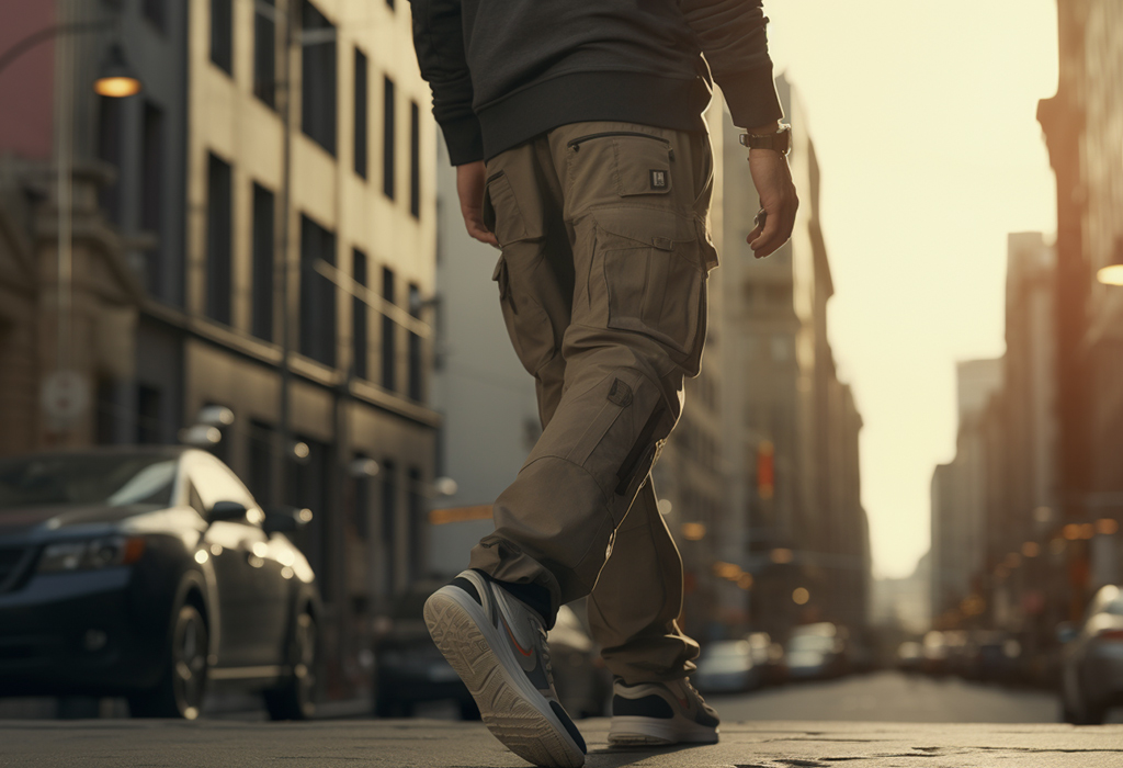 man in cargo pants and sneakers