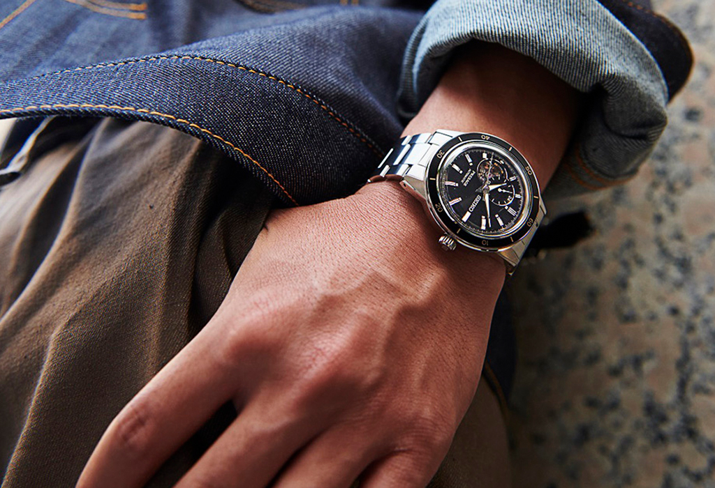 wearing a watch