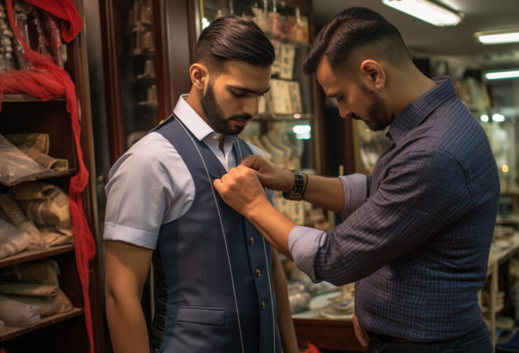tailor takes man's measurements