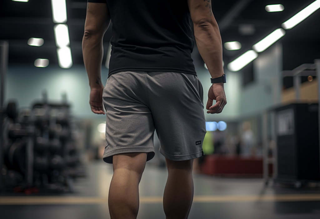 man wearing shorts at the gym