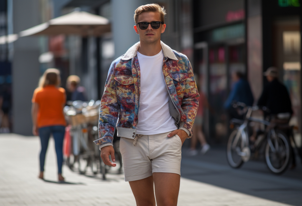man wearing shorts with casual jacket