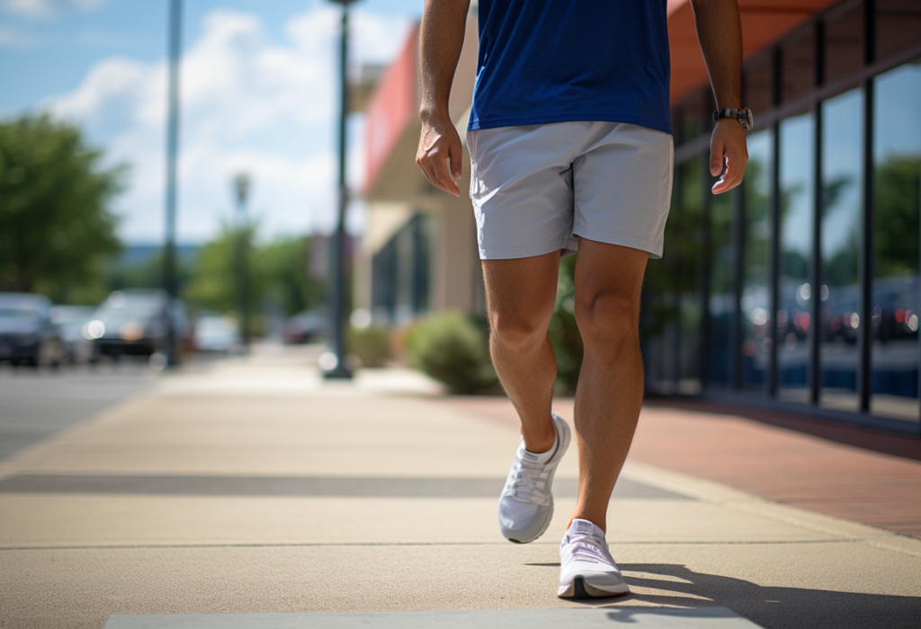 man wearing shorts with sneakers