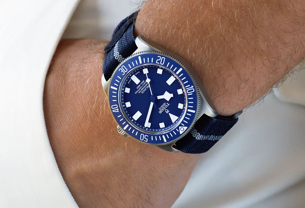 Blue Tudor watch on nato strap